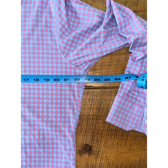 Mens Bonobos Purple Blue Pink Checkered Long Sleeve Slim Fit Button Down Shirt L - Picture 7 of 9